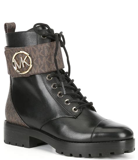 michael kors black and white ankle boots|Michael Kors Lawson ankle boots.